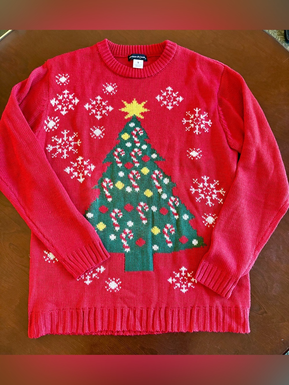 Blitzen & Company Holiday Christmas Tree Knit Hip Length Sweater - Small